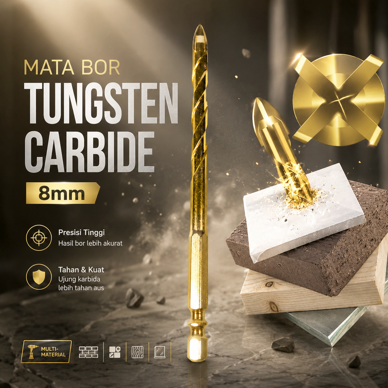 Taffware Mata Bor Tungsten Carbide Cross Hex Tile Drill Bit 8mm - FM3 Gambar produk Taffware Mata Bor Tungsten Carbide Cross Hex Tile Drill Bit 8mm - FM3 - Utama