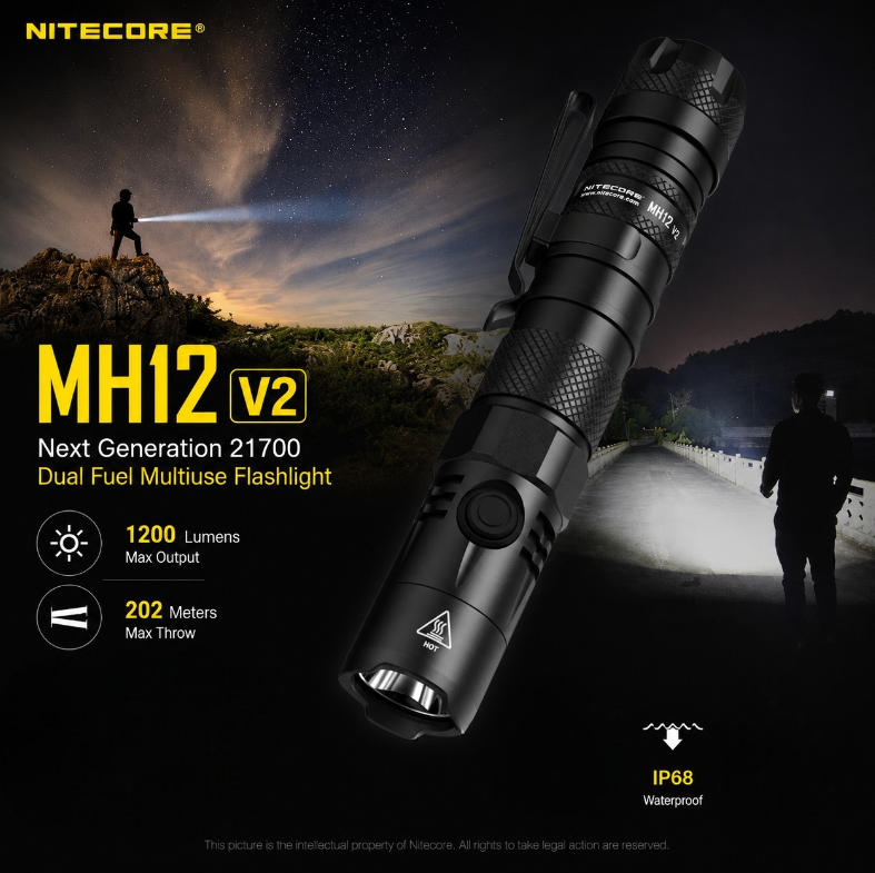 Gambar produk NITECORE Senter LED CREE XP-L2 V6 Rechargeable IP68 1200 Lumens - MH12 V2 - Utama