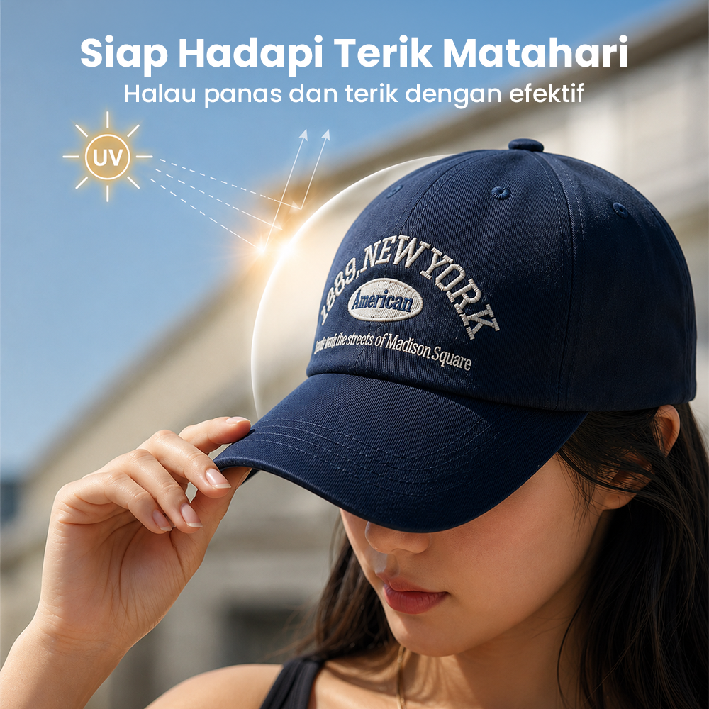 MUJE Topi Baseball Cap Bordir Adjustable 1989 New York - F220 Gambar produk MUJE Topi Baseball Cap Bordir Adjustable 1989 New York - F220 - 1
