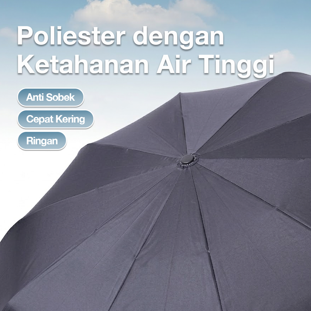 Payung Lipat Buka Tutup Otomatis Polos Windproof 10 Bone 105cm - CJZ13 Gambar produk Payung Lipat Buka Tutup Otomatis Polos Windproof 10 Bone 105cm - CJZ13 - 3