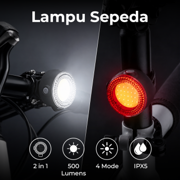 BUCKLES Lampu Sepeda Depan Belakang LED Rechargeable Waterproof 400mAh - VL-75