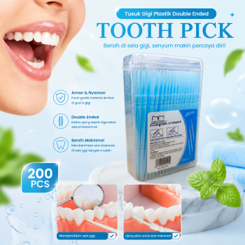 Interdental Tusuk Gigi Plastik Double Ended Toothpick 200 PCS - ID520