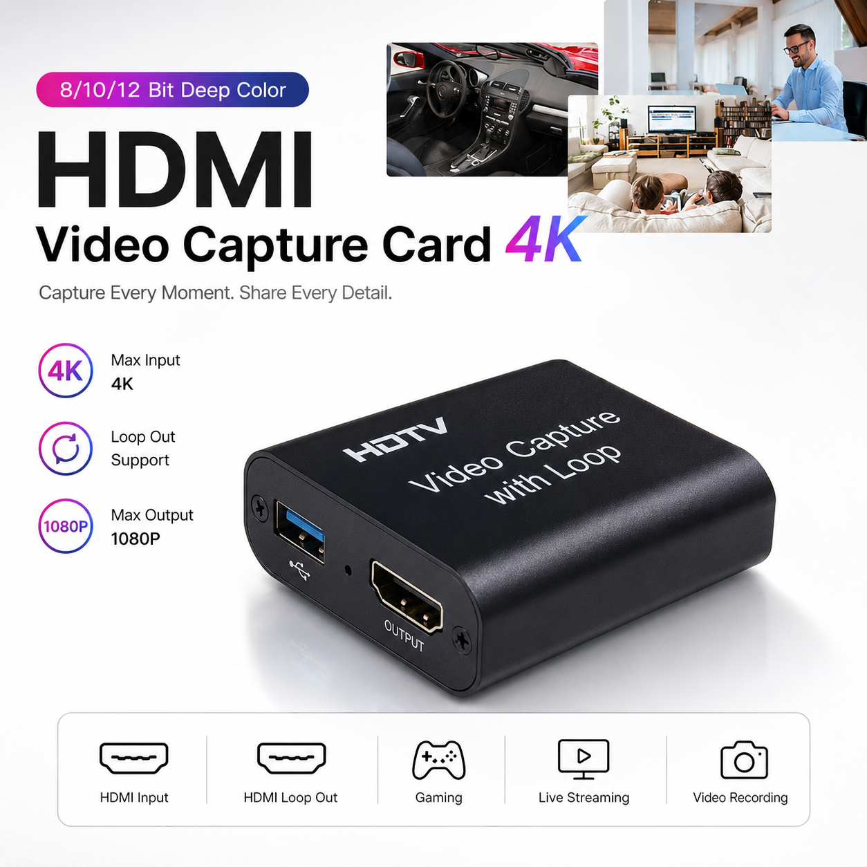 ALLOYSEED HDMI Video Capture Card Adapter Record Box USB 2.0 4K - MS119 Gambar produk ALLOYSEED HDMI Video Capture Card Adapter Record Box USB 2.0 4K - MS119 - 2