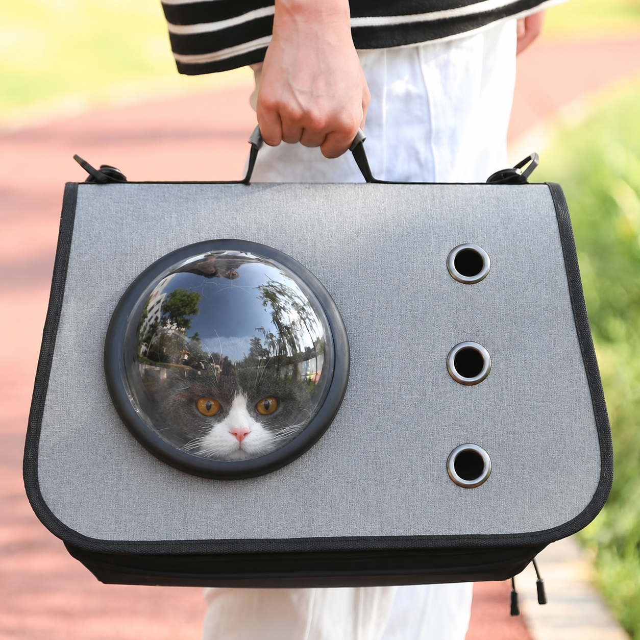 HABEI Tas Kucing Anjing Portable Breathable Linen Pet Carrier - HT-50 Gambar produk HABEI Tas Kucing Anjing Portable Breathable Linen Pet Carrier - HT-50 - 4