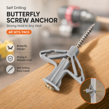 MERCUW Sekrup Fisher Self Drilling Drywall Anchor 49 Sets/Pack - BH2-100
