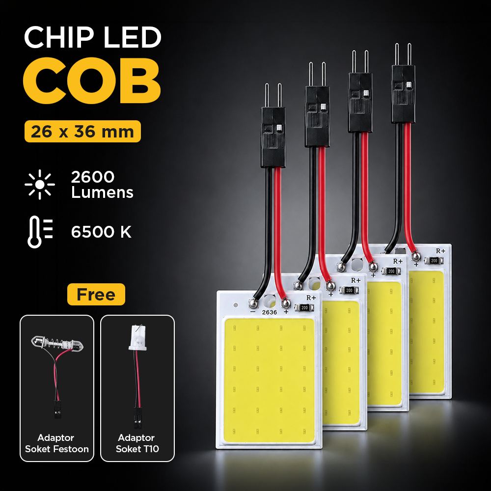 HVIERO Chip Lampu LED COB SMD Interior Mobil 6500K 5W 12V 4 PCS 26x36mm - COB2636-DC12-5 / COB1626-DC12-5 Gambar produk HVIERO Chip Lampu LED COB SMD Interior Mobil 6500K 5W 12V 4 PCS 26x36mm - COB2636-DC12-5 / COB1626-DC12-5 - Utama