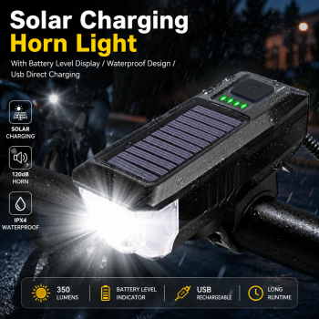Gambar produk YAJIAPLUS Lampu Depan Sepeda LED Waterproof Solar Charging 350 Lumens - LY-17