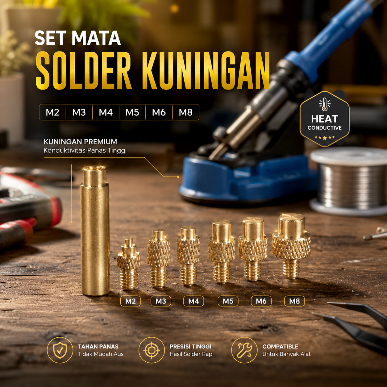 TOAIOT Set Mata Solder Kuningan Iron Tip Brass Insert Nut Kit - TA801 Gambar produk TOAIOT Set Mata Solder Kuningan Iron Tip Brass Insert Nut Kit - TA801 - Utama