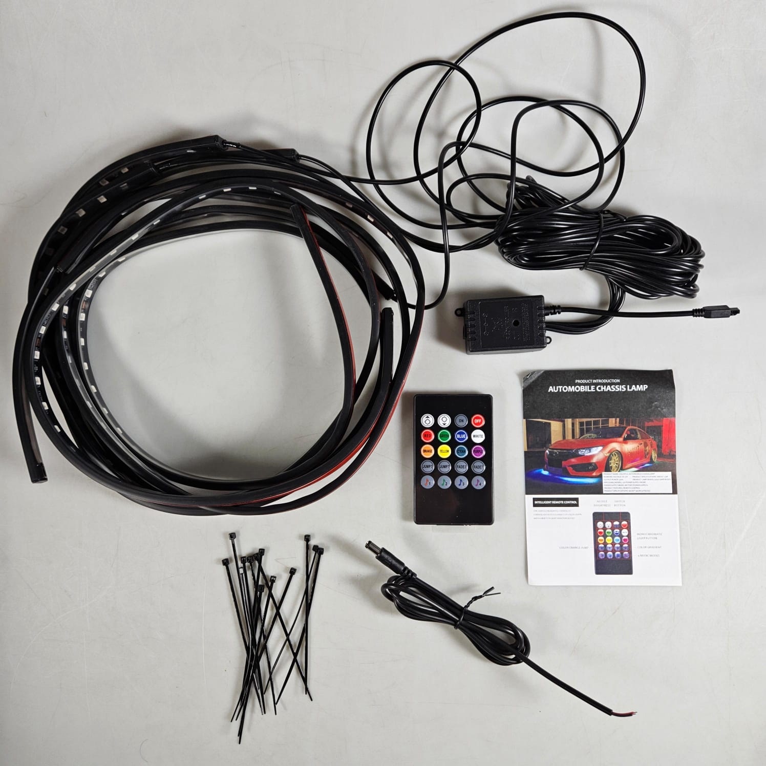 JIAMEN Lampu LED Strip DIY RGB Mobil 90 dan 120cm 4 PCS with Remote - JIA4 Gambar produk JIAMEN Lampu LED Strip DIY RGB Mobil 90 dan 120cm 4 PCS with Remote - JIA4 - 7