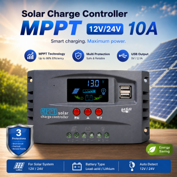 SolaBright Solar Charge Controller MPPT 2 USB Automatic 12V/24V - HXC3