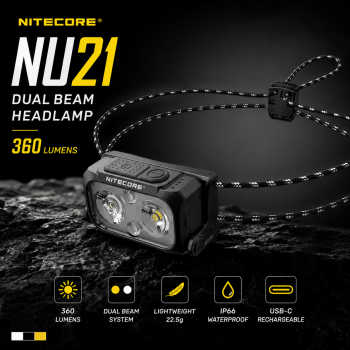 NITECORE Senter Kepala Headlamp LED Dual Beam IP66 360 Lumens - NU21
