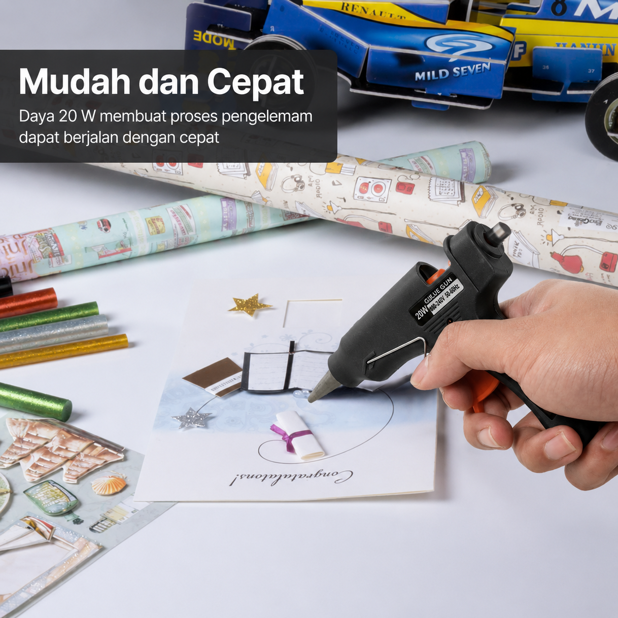 JOT Hot Melt Glue Gun Heating Tool Pistol Lem Tembak Panas 20W - QT-302 Gambar produk JOT Hot Melt Glue Gun Heating Tool Pistol Lem Tembak Panas 20W - QT-302 - 1