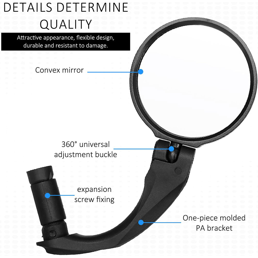 ROC Kaca Spion Sepeda Bike Rearview Mirror 360 Foldable Convex 1 Pair - FK-27/21 Gambar produk ROC Kaca Spion Sepeda Bike Rearview Mirror 360 Foldable Convex 1 Pair - FK-27/21 - 6