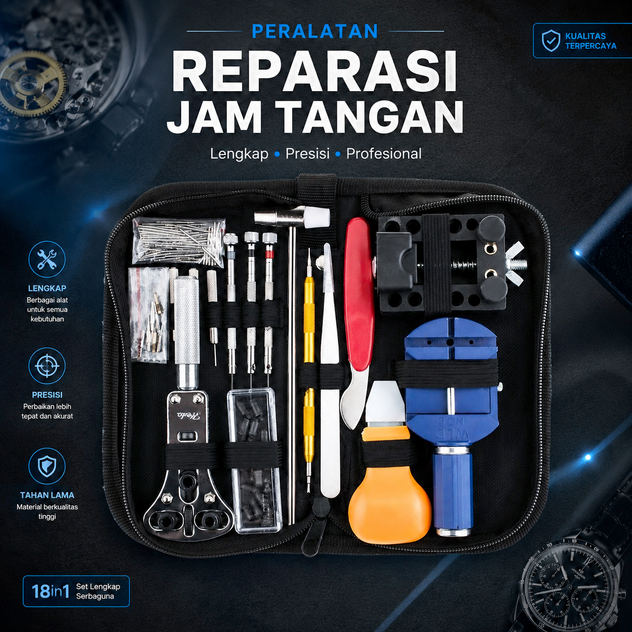 Taffware Peralatan Reparasi Jam Tangan Watch Repair Tool Kit Set - C10050 Gambar produk Taffware Peralatan Reparasi Jam Tangan Watch Repair Tool Kit Set - C10050 - Utama