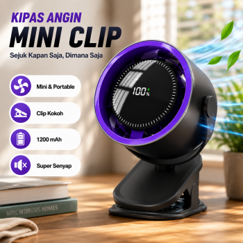 TINSOL Kipas Angin Klip Digital Display Rechargeable Clip Fan 1200mAh - JMF-10