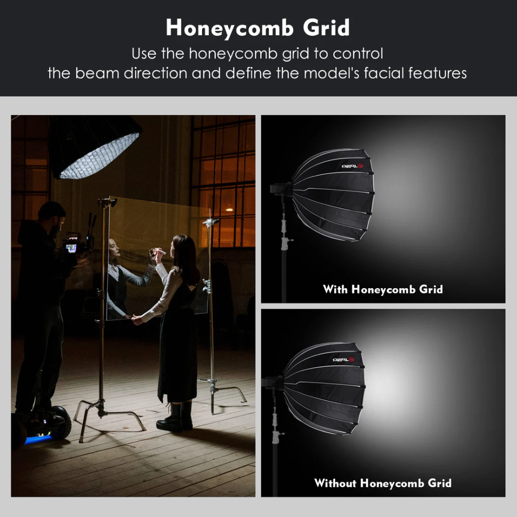 Tolifo Softbox Parabolik Honeycomb Quick Released 90cm - LKP-90 PRO Gambar produk Tolifo Softbox Parabolik Honeycomb Quick Released 90cm - LKP-90 PRO - 4