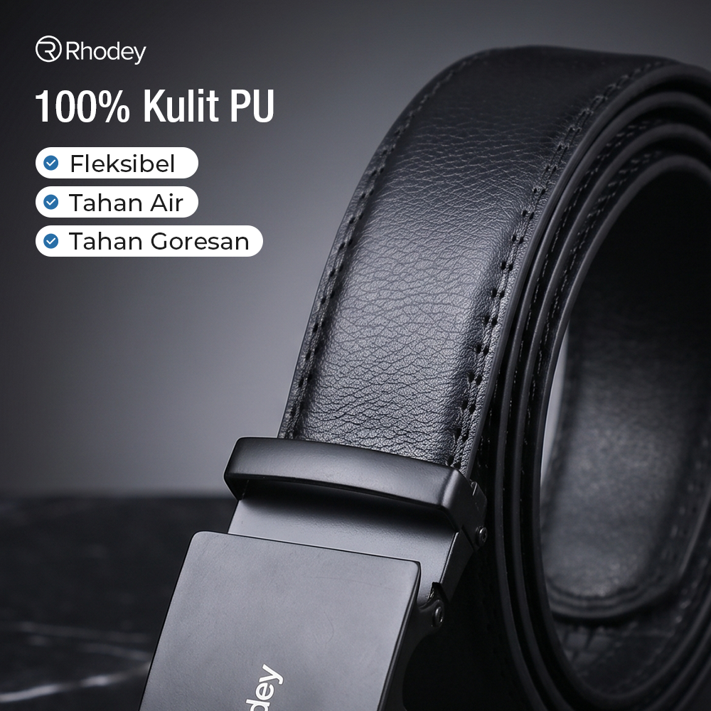 Rhodey Tali Ikat Pinggang Kulit PU Luxury dengan Automatic Buckle - GSPR Gambar produk Rhodey Tali Ikat Pinggang Kulit PU Luxury dengan Automatic Buckle - GSPR - 2