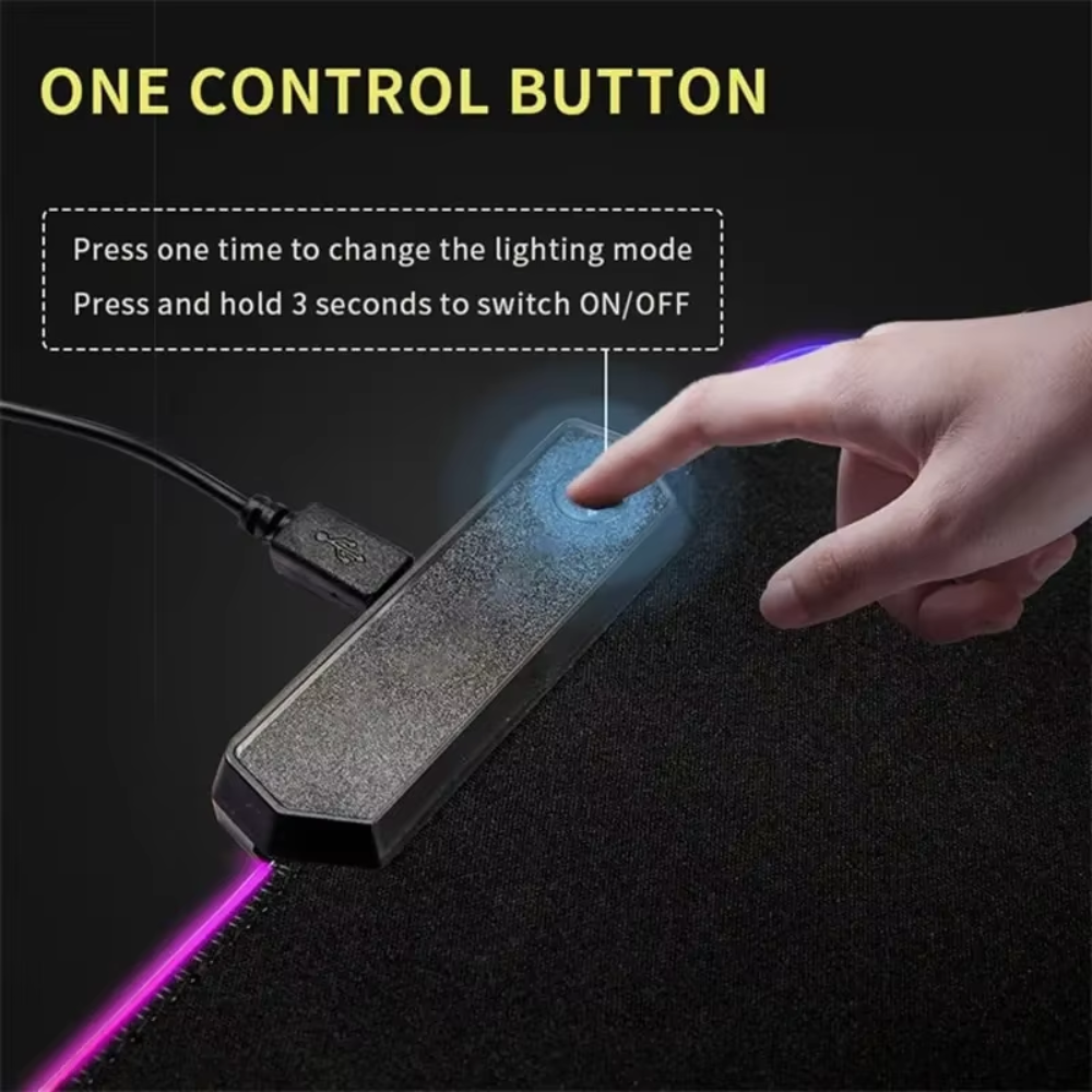 TaffGO Mouse Pad Gaming Illuminated LED RGB Desk Mat 900x400x4mm - GMS-WT-7 Gambar produk TaffGO Mouse Pad Gaming Illuminated LED RGB Desk Mat 900x400x4mm - GMS-WT-7 - 3
