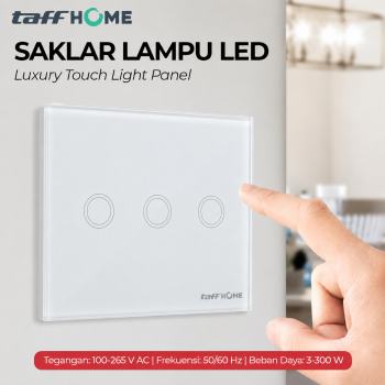 Gambar produk TaffHOME Saklar Lampu Luxury Touch LED Light Panel 3 Gang - AO-001