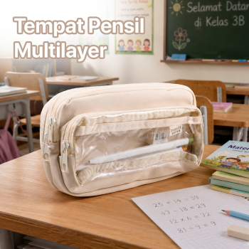 ZHIBIGE Tempat Pensil Multi Layer Pencil Case Compact Pouch Stationary - ZH21