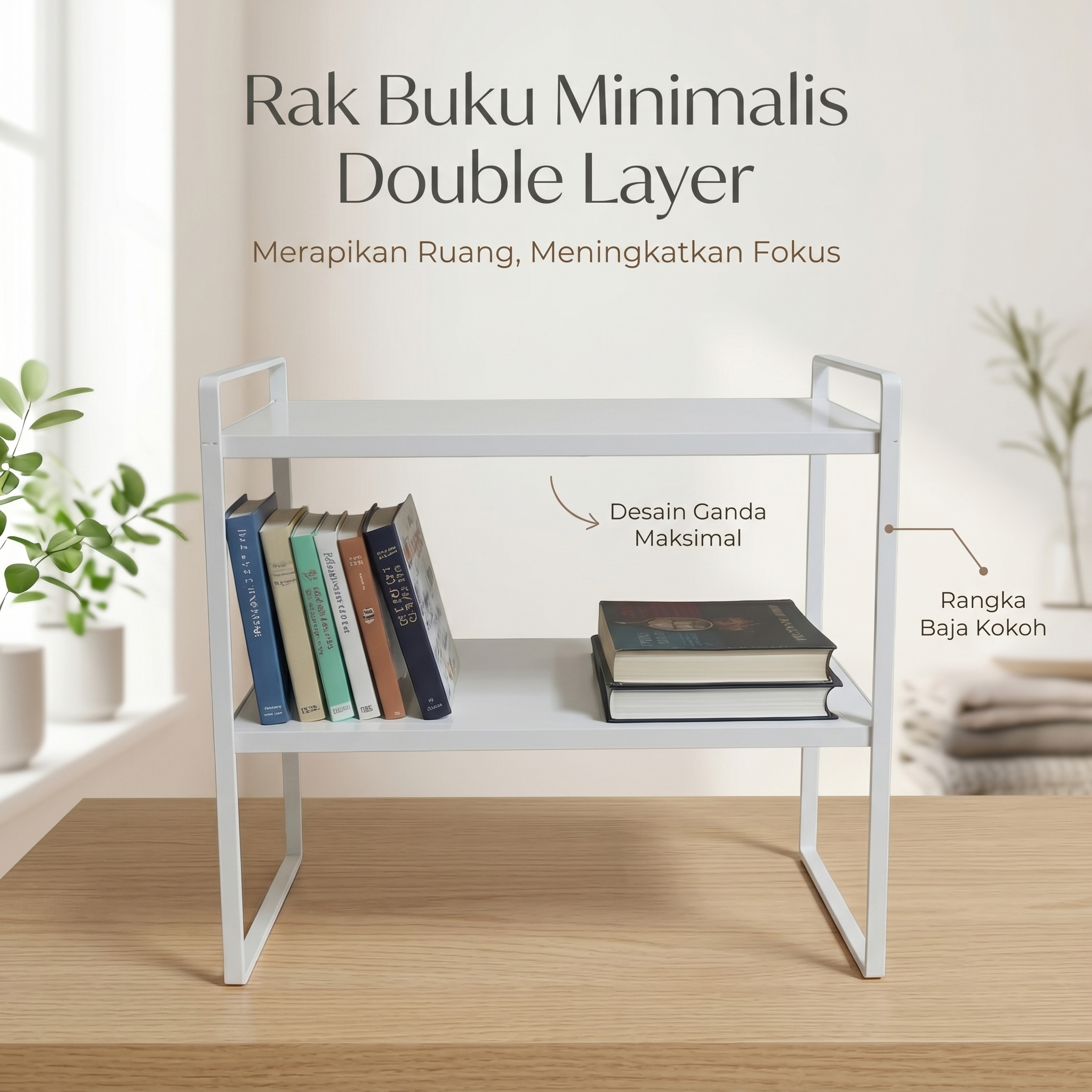 AOLIVIYA Rak Buku Minimalis DIY Table Bookshelf Organizer Double Layer - AO40 Gambar produk AOLIVIYA Rak Buku Minimalis DIY Table Bookshelf Organizer Double Layer - AO40 - Utama