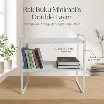 AOLIVIYA Rak Buku Minimalis DIY Table Bookshelf Organizer Double Layer - AO40