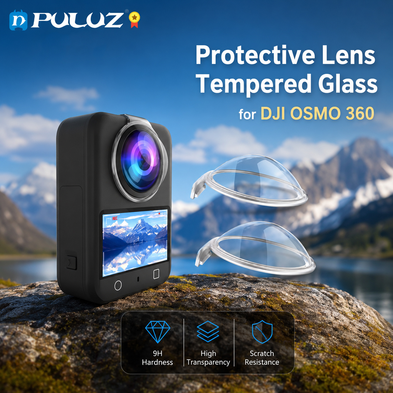 PULUZ Pelindung Lensa Protective Lens Tempered Glass for DJI OSMO 360 - PL3 Gambar produk PULUZ Pelindung Lensa Protective Lens Tempered Glass for DJI OSMO 360 - PL3 - Utama