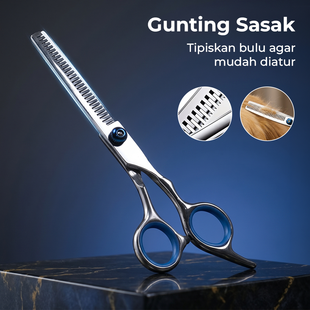 THREE SOUTH Set Gunting Grooming Perawatan Bulu Anjing 5in1 - TS-5 Gambar produk THREE SOUTH Set Gunting Grooming Perawatan Bulu Anjing 5in1 - TS-5 - 2