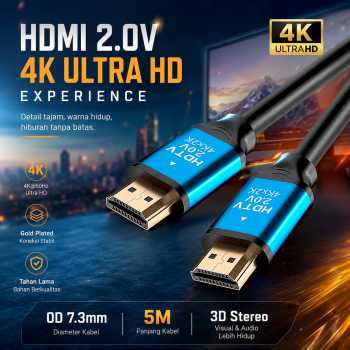 Kabel HDMI to HDMI High Speed Cable OD7.3mm Gold Plated 4K 5M - HD105
