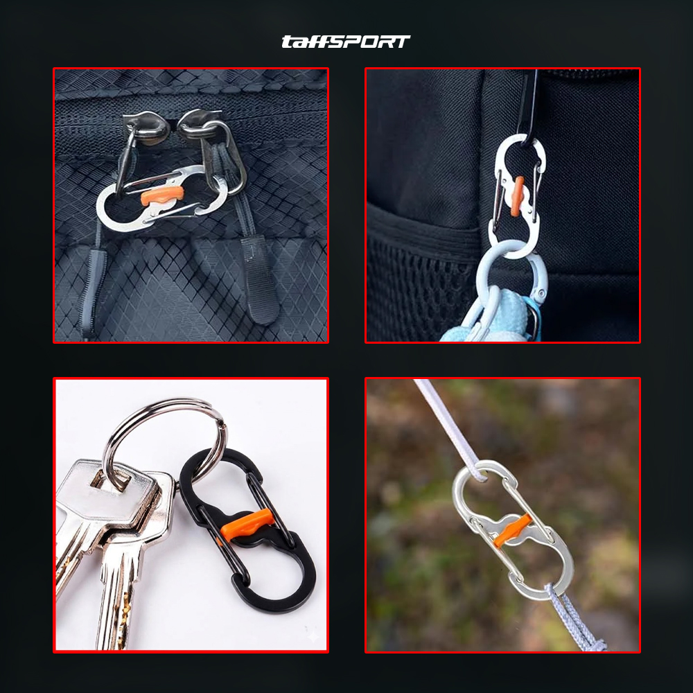 TaffSPORT Carabiner Metal Double Hook Spring Lock Gantungan Kunci 50kg - AT17 Gambar produk TaffSPORT Carabiner Metal Double Hook Spring Lock Gantungan Kunci 50kg - AT17 - 6