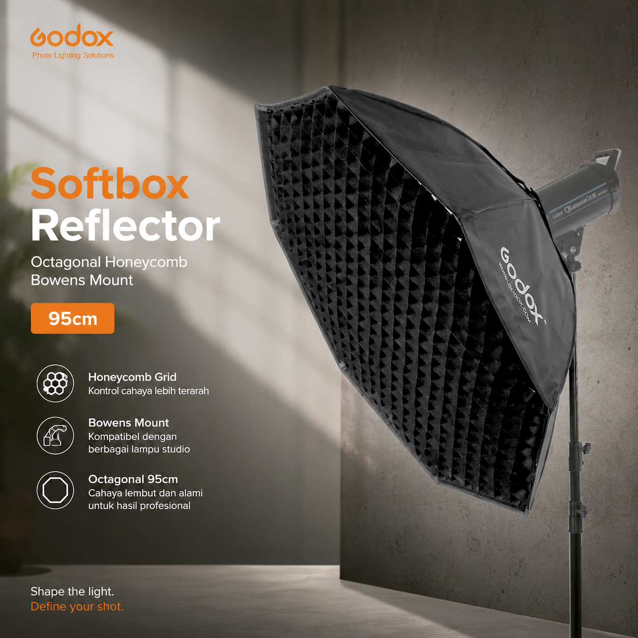 Gambar produk Godox Softbox Reflector Octagonal Honeycomb Grid Bowens Mount 95cm - SB-FW-95 - Utama