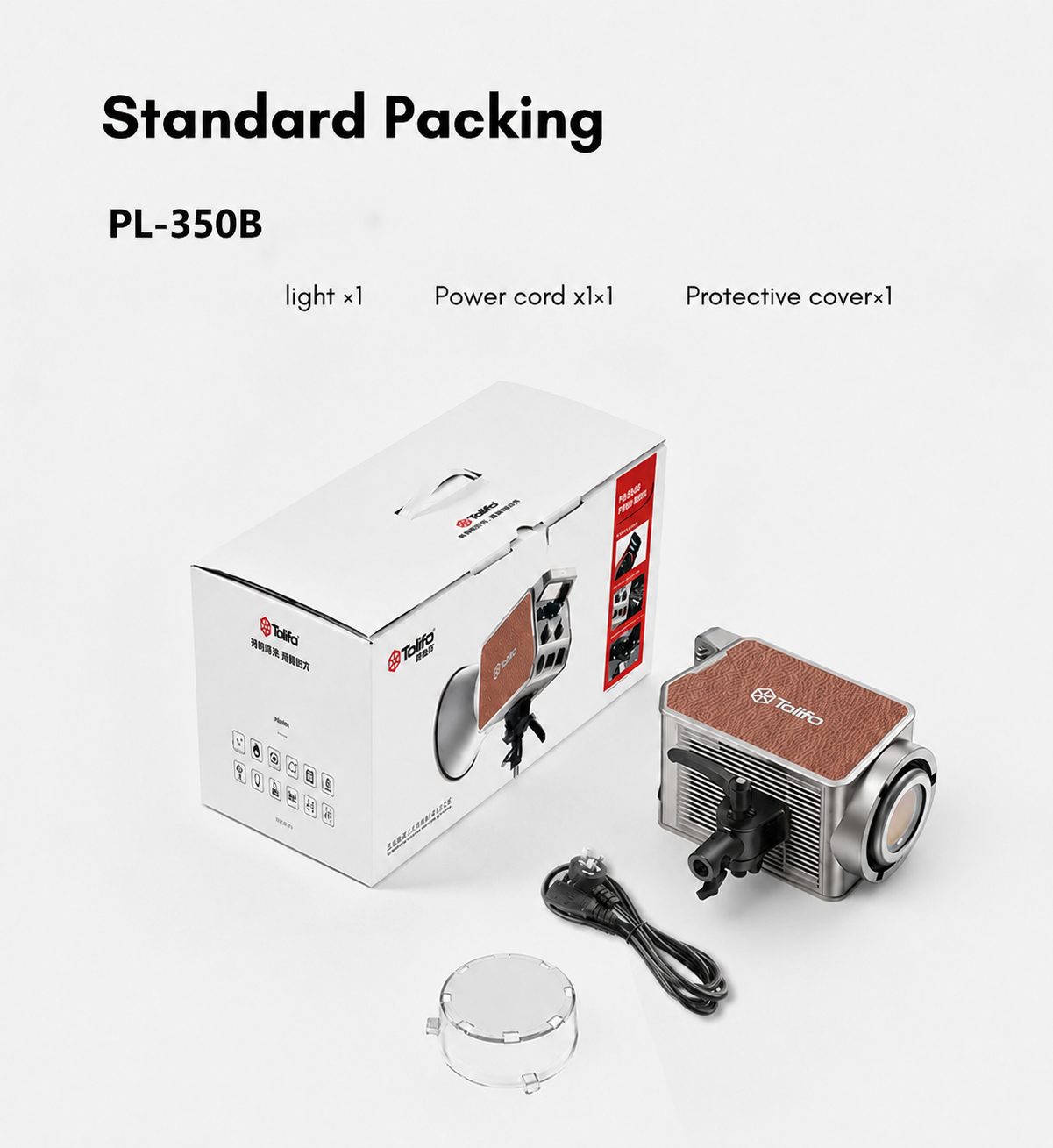 Gambar produk Tolifo Lampu Palm LED Video Light Bi-Color Bowens 2700-6500K 350W - PL-350B - Kemasan