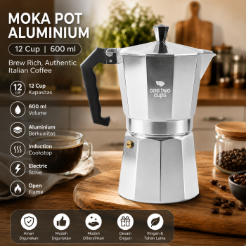 One Two Cups Moka Pot Teko Kopi Espresso Coffee Maker Stovetop - L25