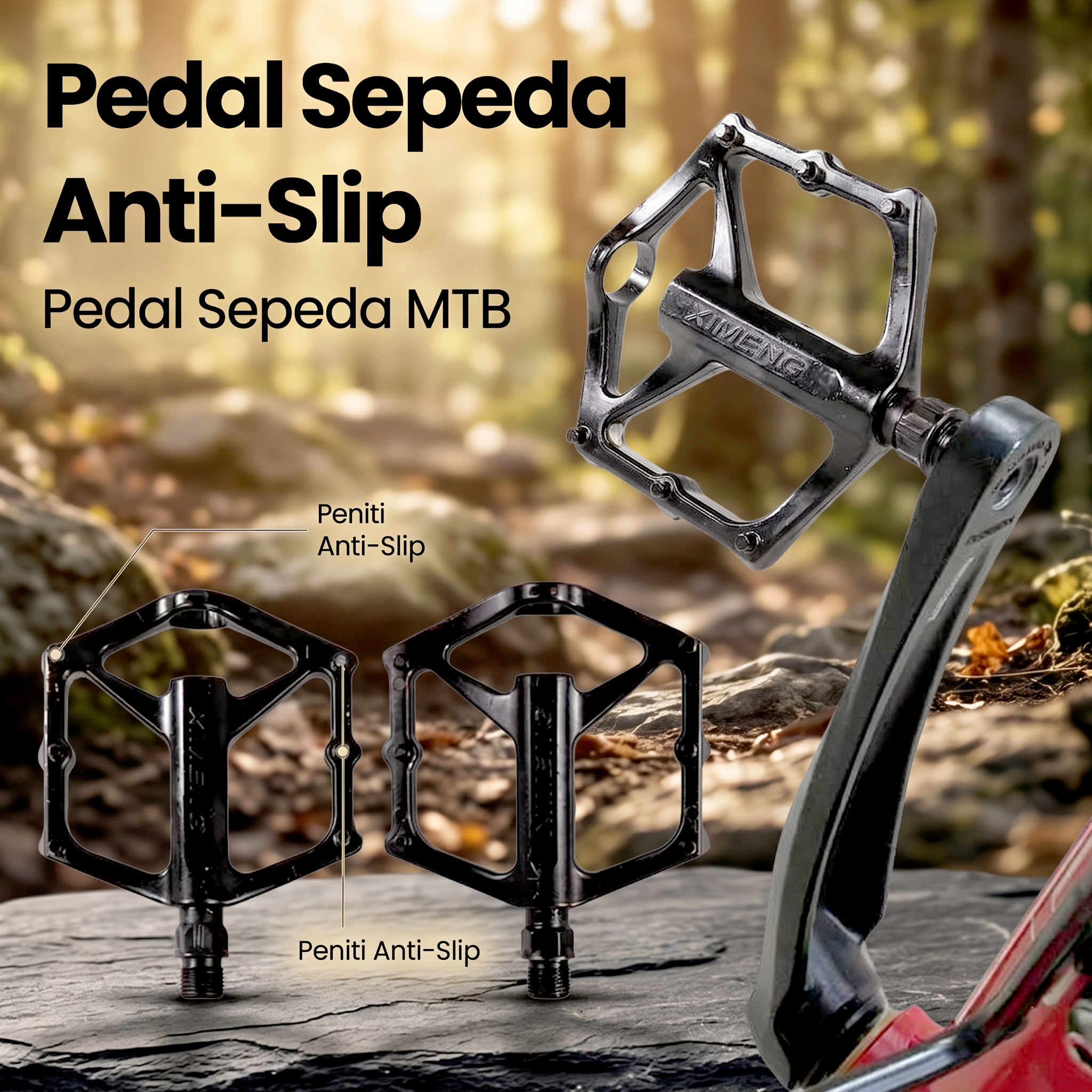 XIMENG Pedal Sepeda MTB Anti Slip Aluminium Alloy - M26 Gambar produk XIMENG Pedal Sepeda MTB Anti Slip Aluminium Alloy - M26 - Utama