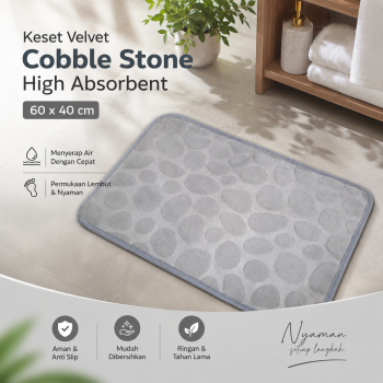 TaffHOME Keset Kamar Mandi Cobble Stone Super Absorbent 60x40cm - Jn39