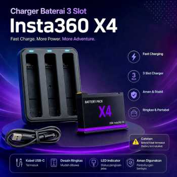SUPTIG Charger Baterai Kamera Insta360 X4 Fast Charging 3 Slot - CH3-X4-01