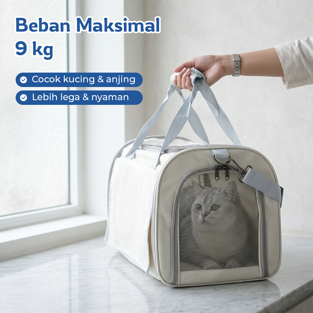 MEISU Tas Kandang Anjing Kucing Breathable Pet Carrier Bag 47x31x32cm - MS46 Gambar produk MEISU Tas Kandang Anjing Kucing Breathable Pet Carrier Bag 47x31x32cm - MS46 - 6