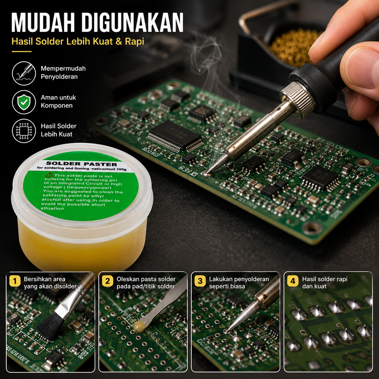Wanbao Pasta Solder Paste Welding Rosin Lead Free Protection 100g - YF-HB-200 Gambar produk Wanbao Pasta Solder Paste Welding Rosin Lead Free Protection 100g - YF-HB-200 - 2