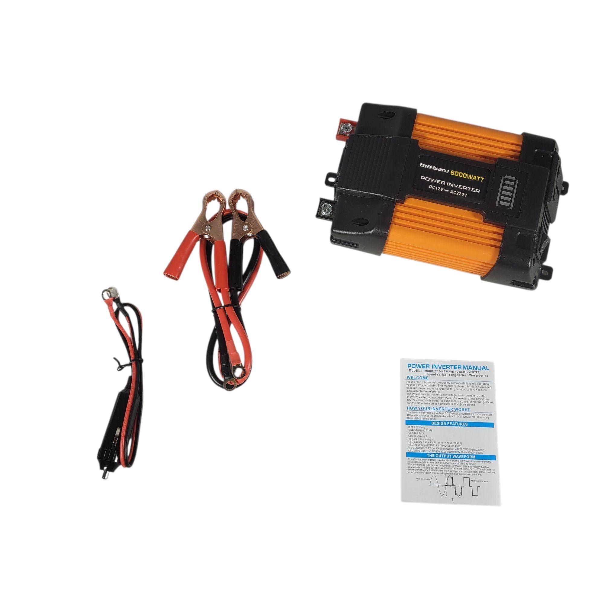 Taffware Car Power Inverter Transformer DC 12V to AC 220V 6000W - Q6000 Gambar produk Taffware Car Power Inverter Transformer DC 12V to AC 220V 6000W - Q6000 - 6