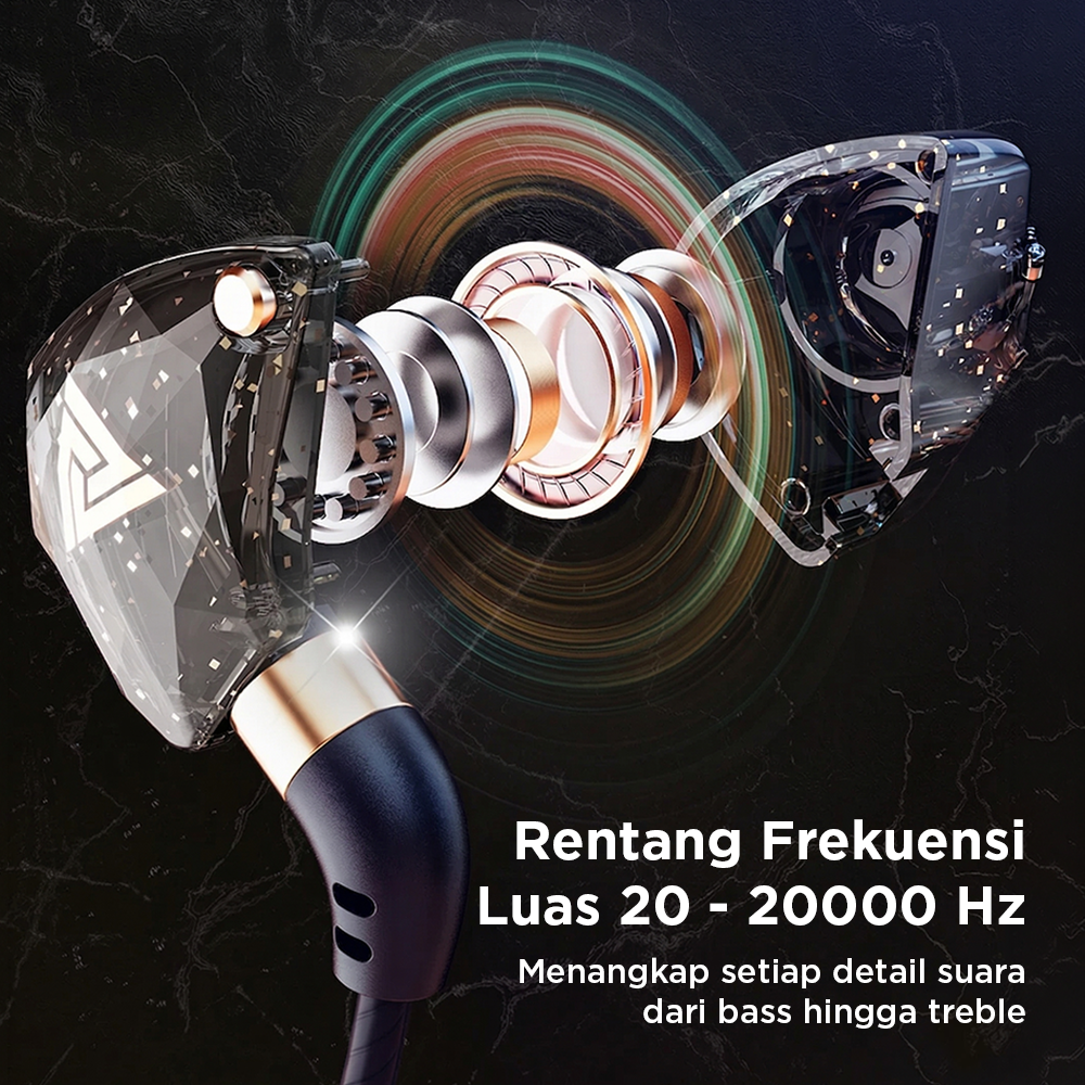 QKZ Earphone In-Ear Wired 3.5mm HiFi Noise Cancellation with Mic - SK8 Gambar produk QKZ Earphone In-Ear Wired 3.5mm HiFi Noise Cancellation with Mic - SK8 - 1