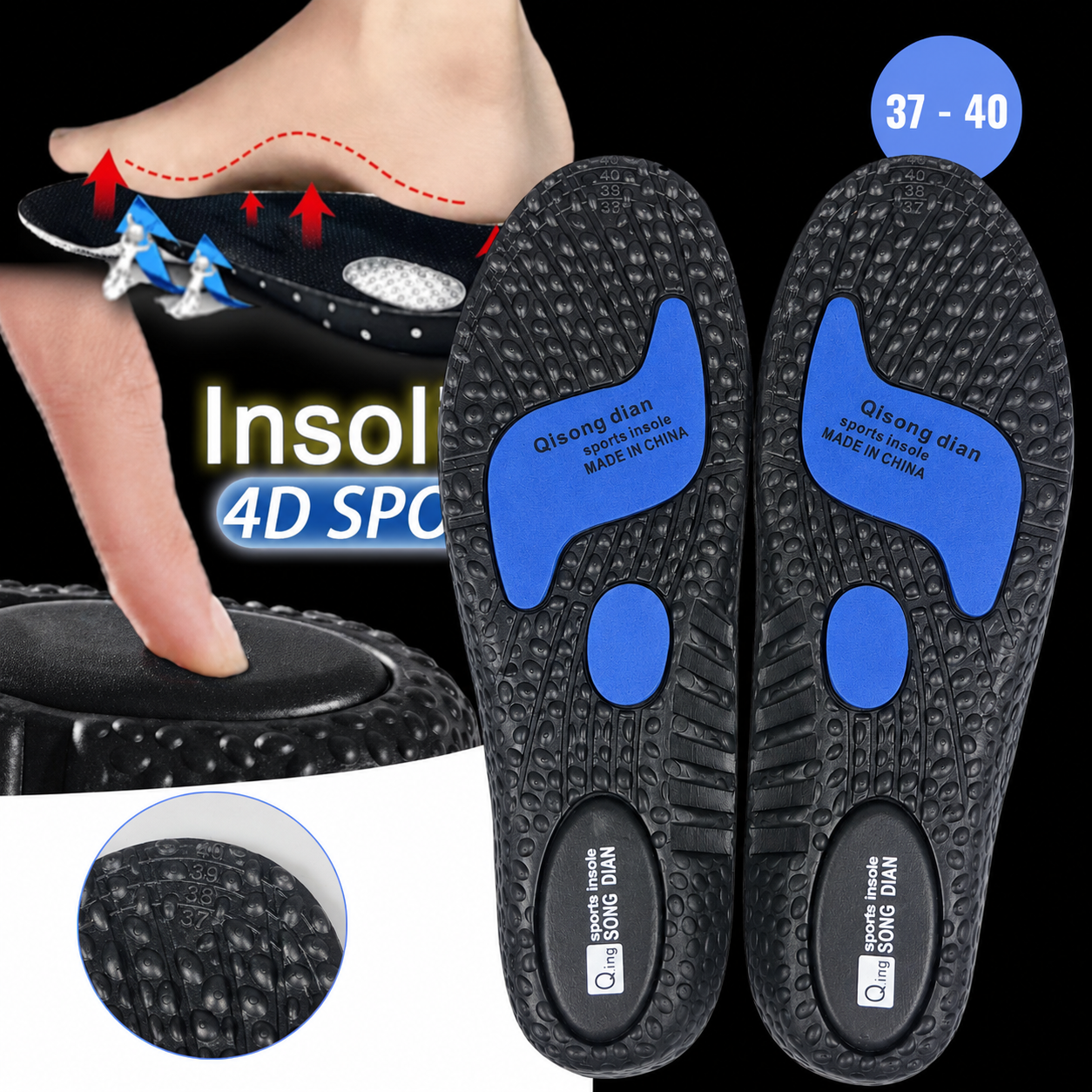 Qisong Dian Insole Sepatu Orthopedic Shock Absorption EVA - XSXD01