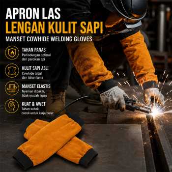 Gambar produk Jew Manset Lengan Kulit Sapi Sleeve Apron Las Cowhide Welding Gloves - STL-30