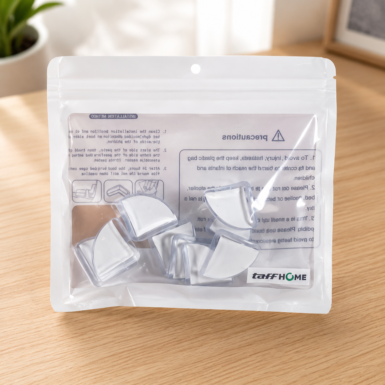 TaffHOME Pelindung Sudut Meja Fan-Shaped Corner Protector 10 PCS - FS07 Gambar produk TaffHOME Pelindung Sudut Meja Fan-Shaped Corner Protector 10 PCS - FS07 - Kemasan