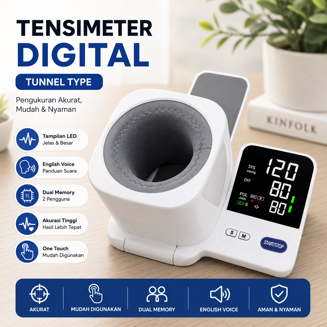 TENICA Tensimeter Digital Pengukur Tekanan Darah Tunnel English Voice - HSYL-XY11-H Gambar produk TENICA Tensimeter Digital Pengukur Tekanan Darah Tunnel English Voice - HSYL-XY11-H - Utama