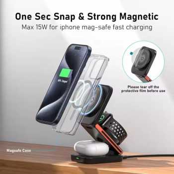 ZEBRONICS Wireless Charger 3in1 Foldable iPhone Apple Watch AirPods - IW20