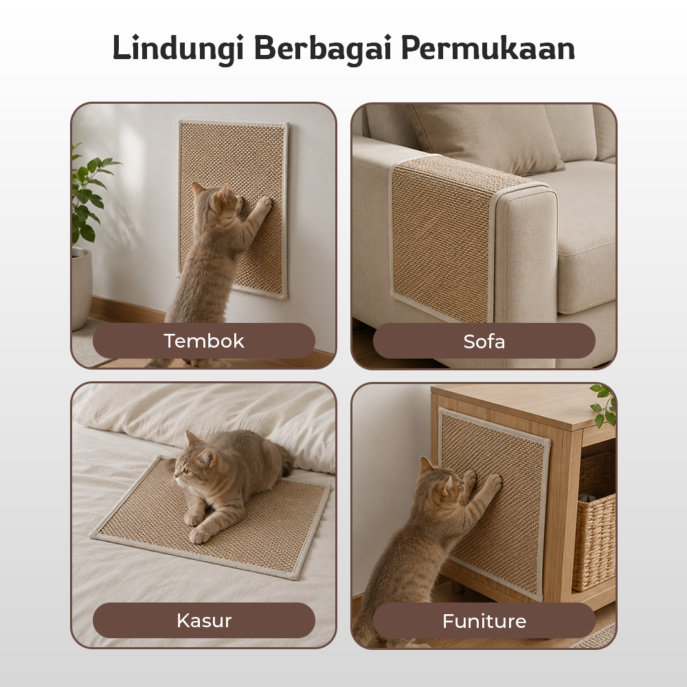 PUPPYSTAR Karpet Garukan Kucing Multifungsi Anti Gores Scratcher Mat 40x60cm - PP4 Gambar produk PUPPYSTAR Karpet Garukan Kucing Multifungsi Anti Gores Scratcher Mat 40x60cm - PP4 - 4
