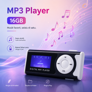 Gambar produk Pemutar Musik Portable MP3 Player 16GB SD Card LCD with Flashlight - GC8945