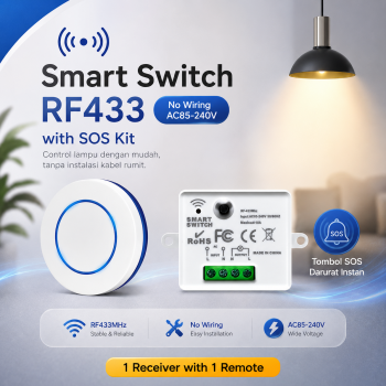 FMA Mini Smart Switch RF433 No Wiring AC85-240V with SOS Kit - F433