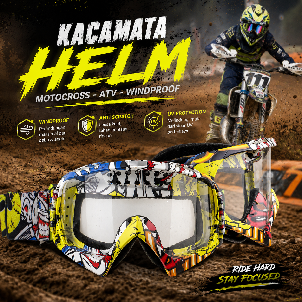 Nordson Kacamata Helm Motor Goggles Motocross ATV Windproof - LA048 Gambar produk Nordson Kacamata Helm Motor Goggles Motocross ATV Windproof - LA048 - Utama