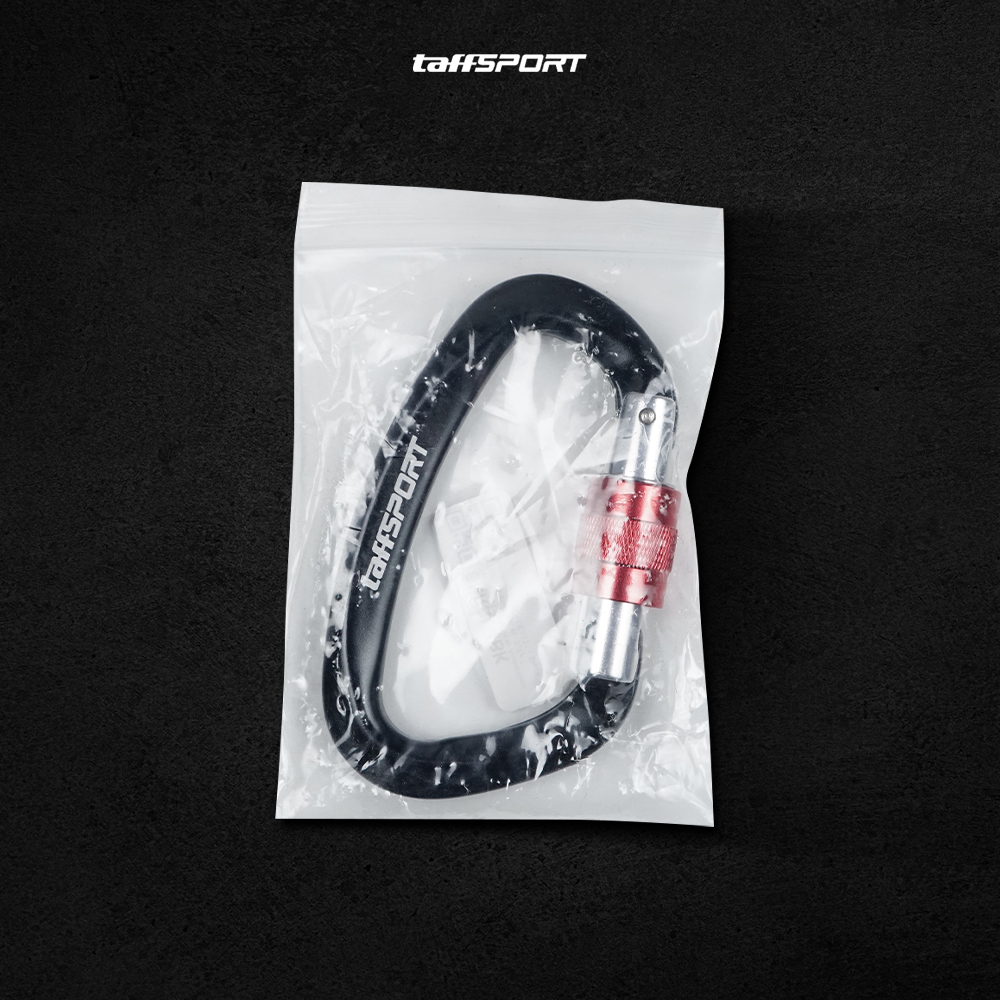TaffSPORT Carabiner Aluminium Professional Heavy-Duty Locking 25kN - CE21 Gambar produk TaffSPORT Carabiner Aluminium Professional Heavy-Duty Locking 25kN - CE21 - Kemasan